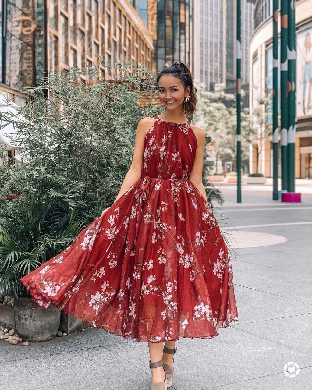 Floral Chiffon Maxi Dress