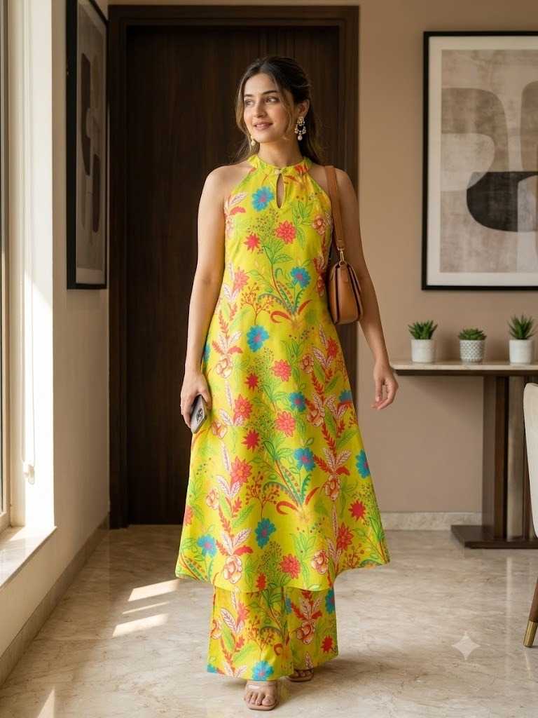 Floral Linen Designer Kurti