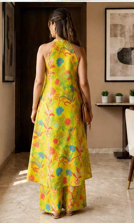 Floral Linen Designer Kurti