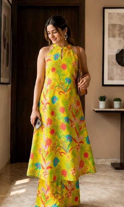 Floral Linen Designer Kurti
