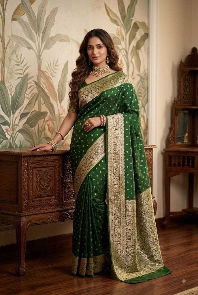 Man Banarasi Soft Silk Designer Saree