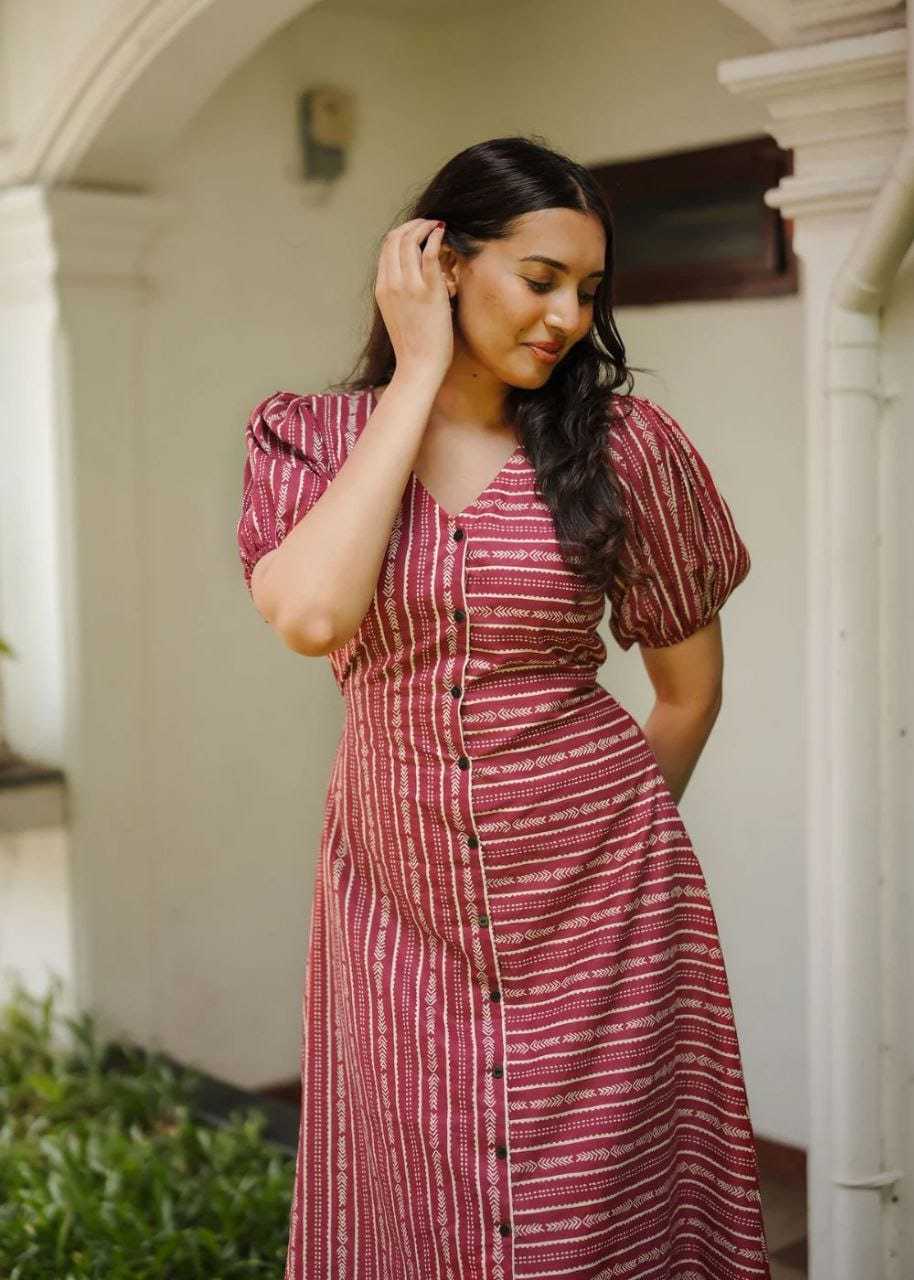 Red Cotton Designer Dress
