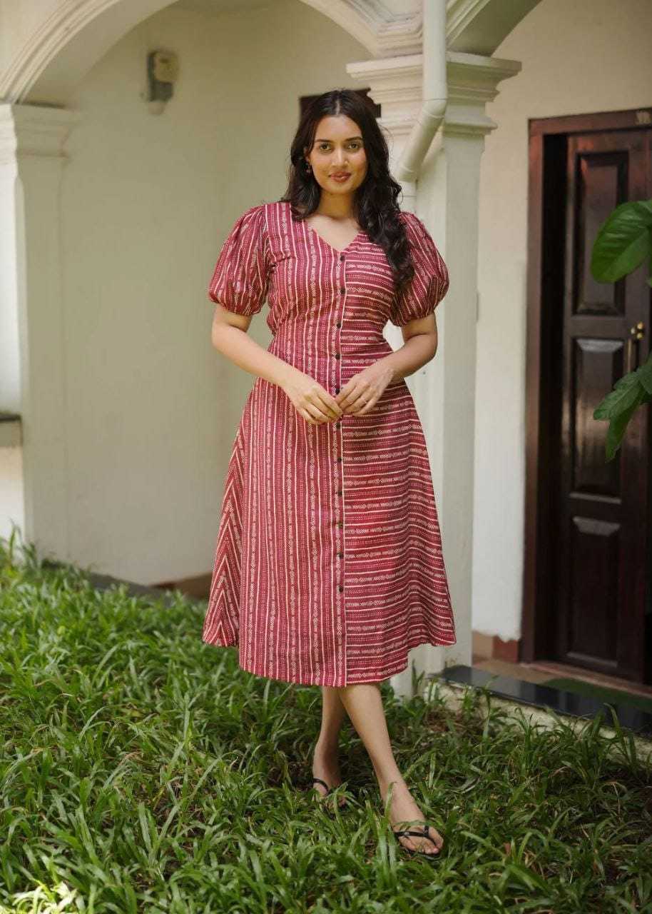 Red Cotton Designer Dress