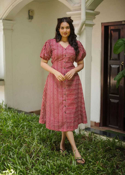 Red Cotton Designer Dress