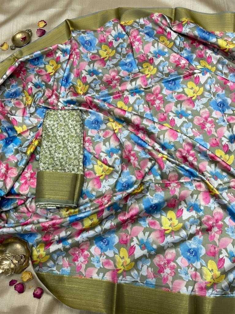 Zari Tussar Silk Printed Saree