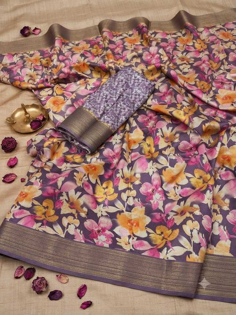 Zari Tussar Silk Printed Saree