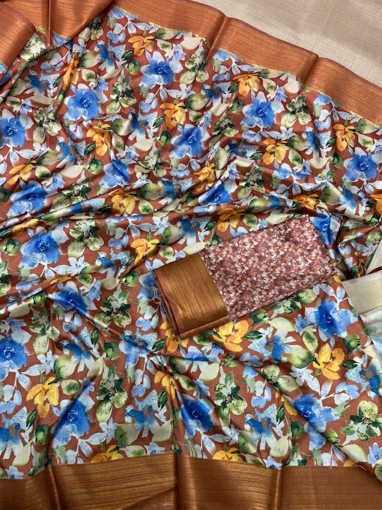 Zari Tussar Silk Printed Saree