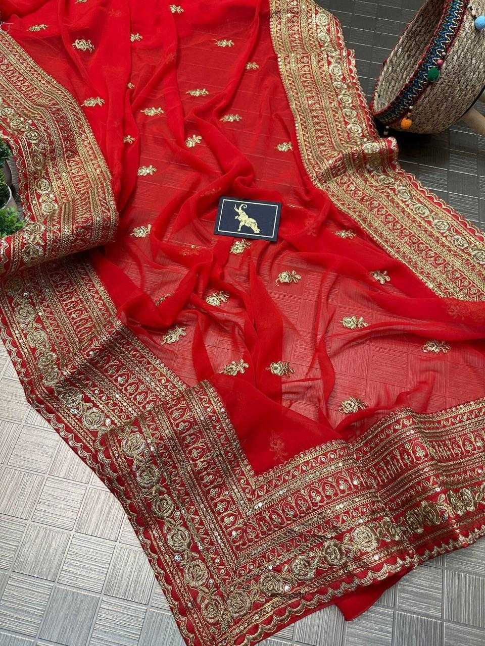Georgette Designer Saree in Dark Green