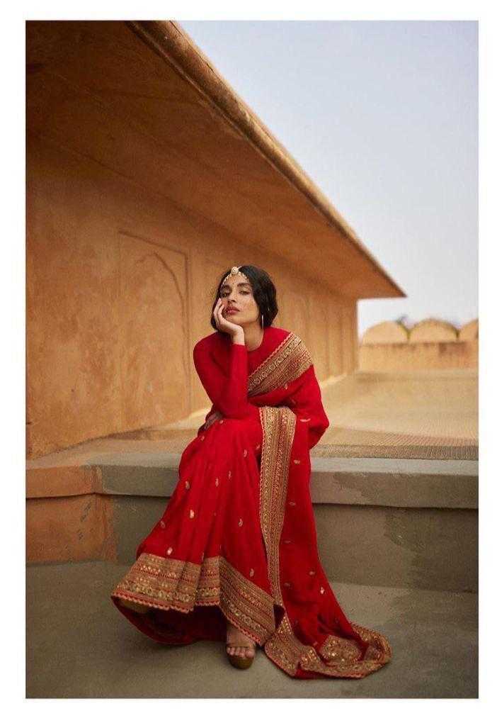 Georgette Designer Saree in Dark Green