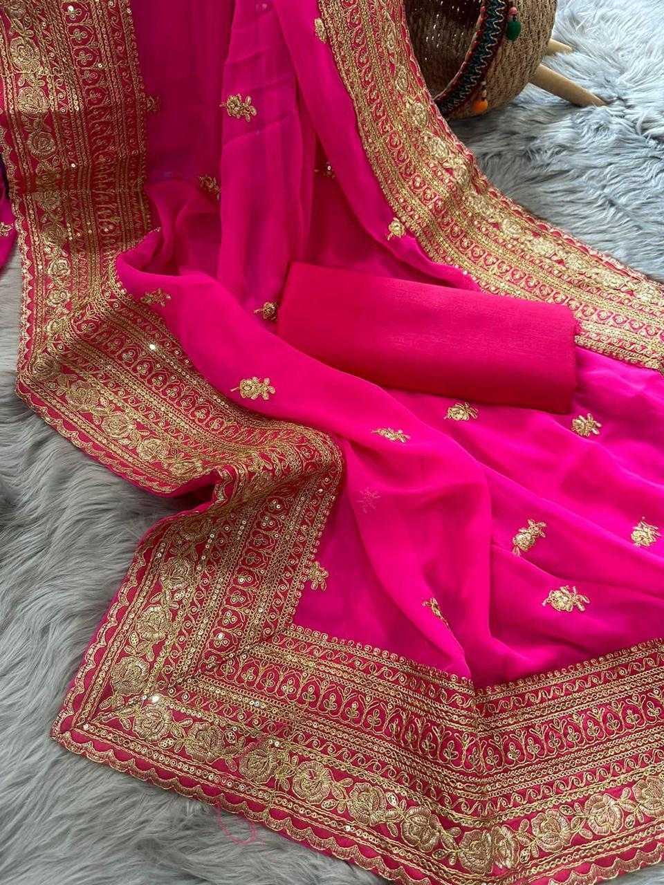 Georgette Designer Saree in Dark Green