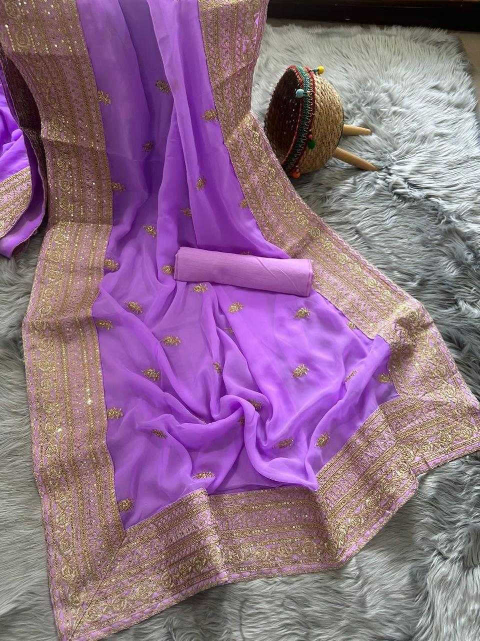 Georgette Designer Saree in Dark Green