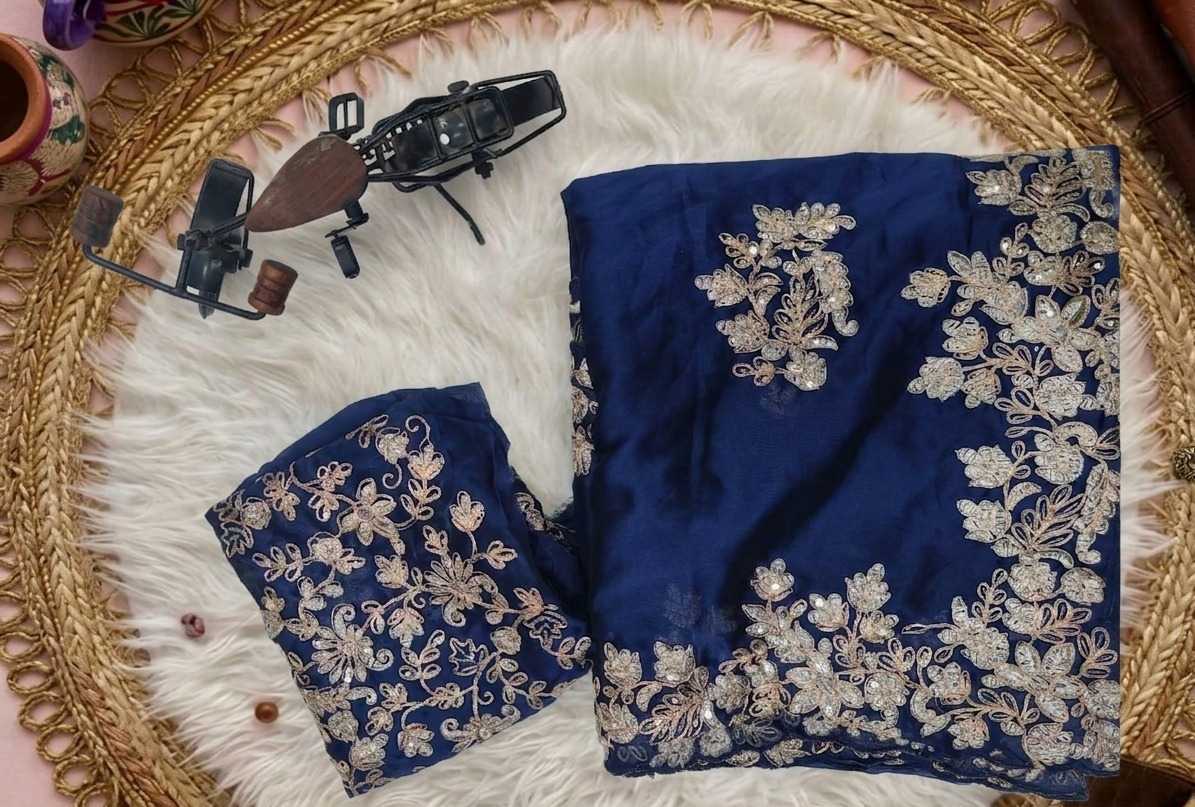 Rangoli Silk Party Wear Saree in Navy Blue