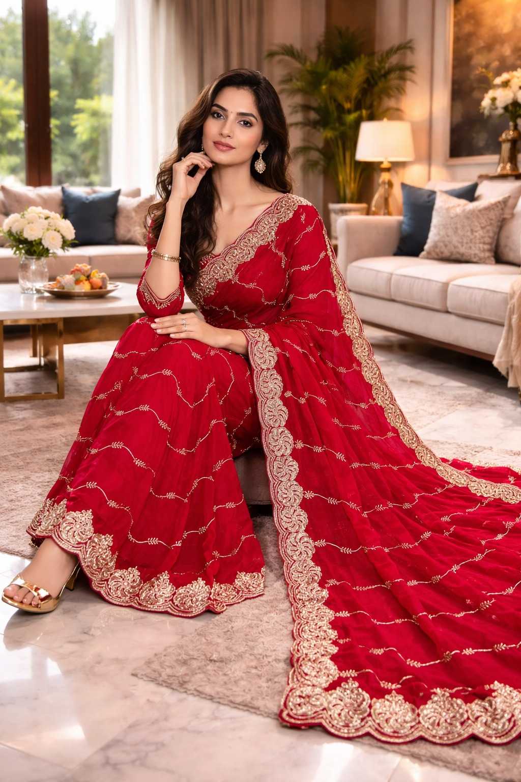 Satin Designer Saree in Morpich