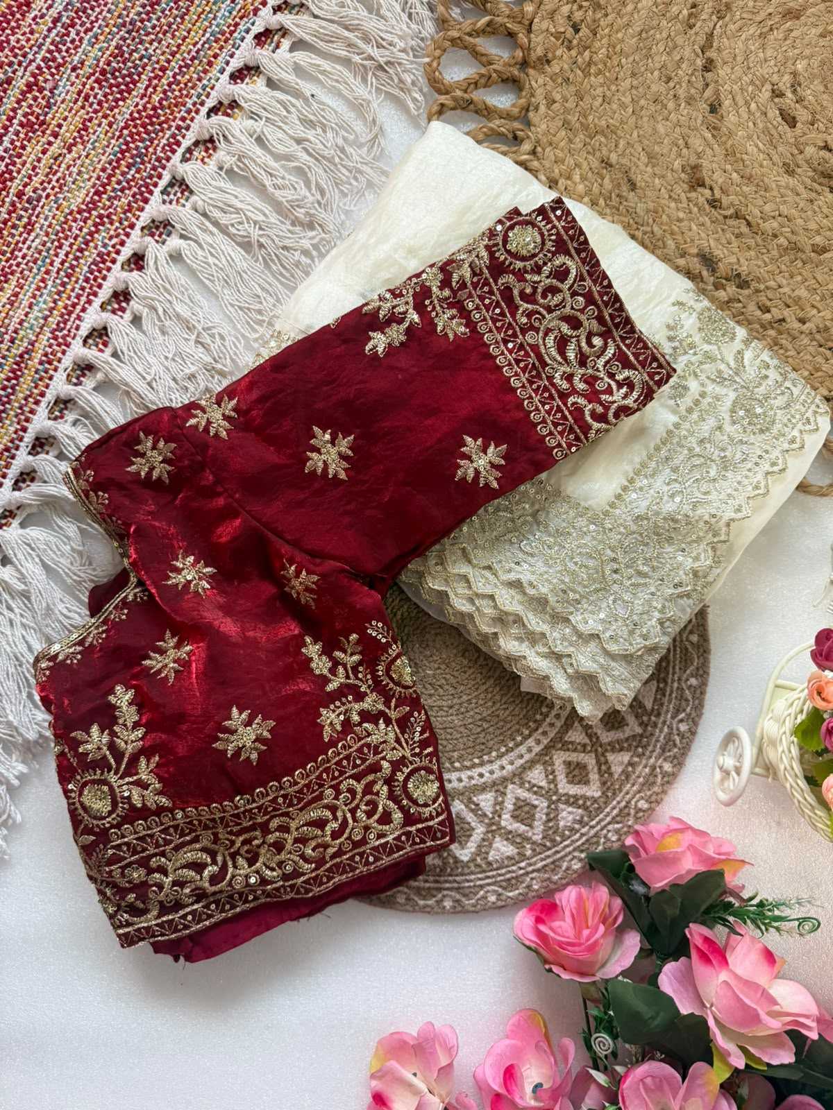 Satin Designer Saree in Lavender