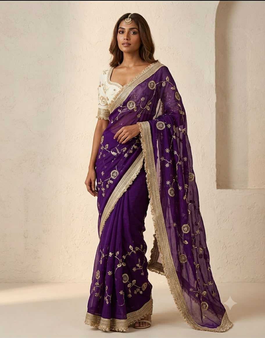 Satin Designer Saree in Dark Green