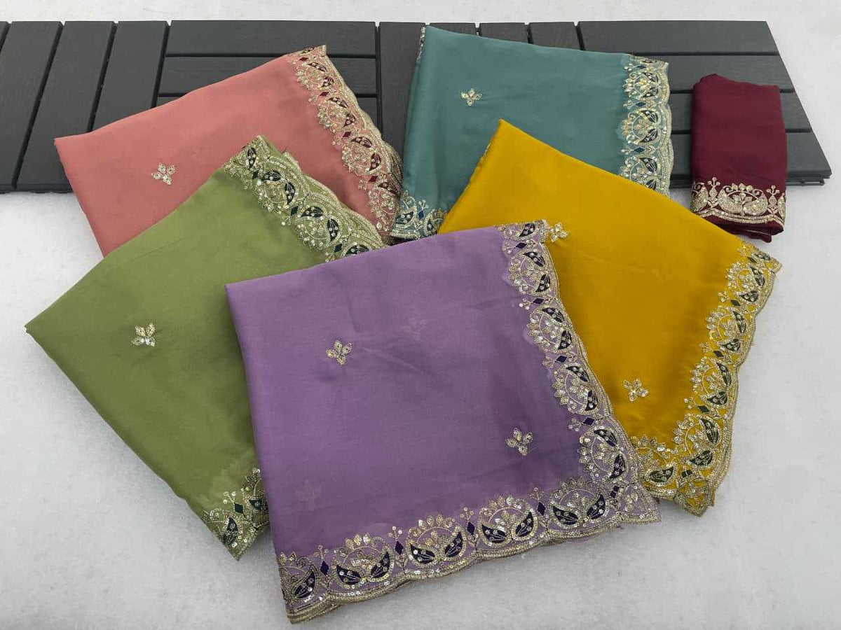 Georgette Saree in Light Green