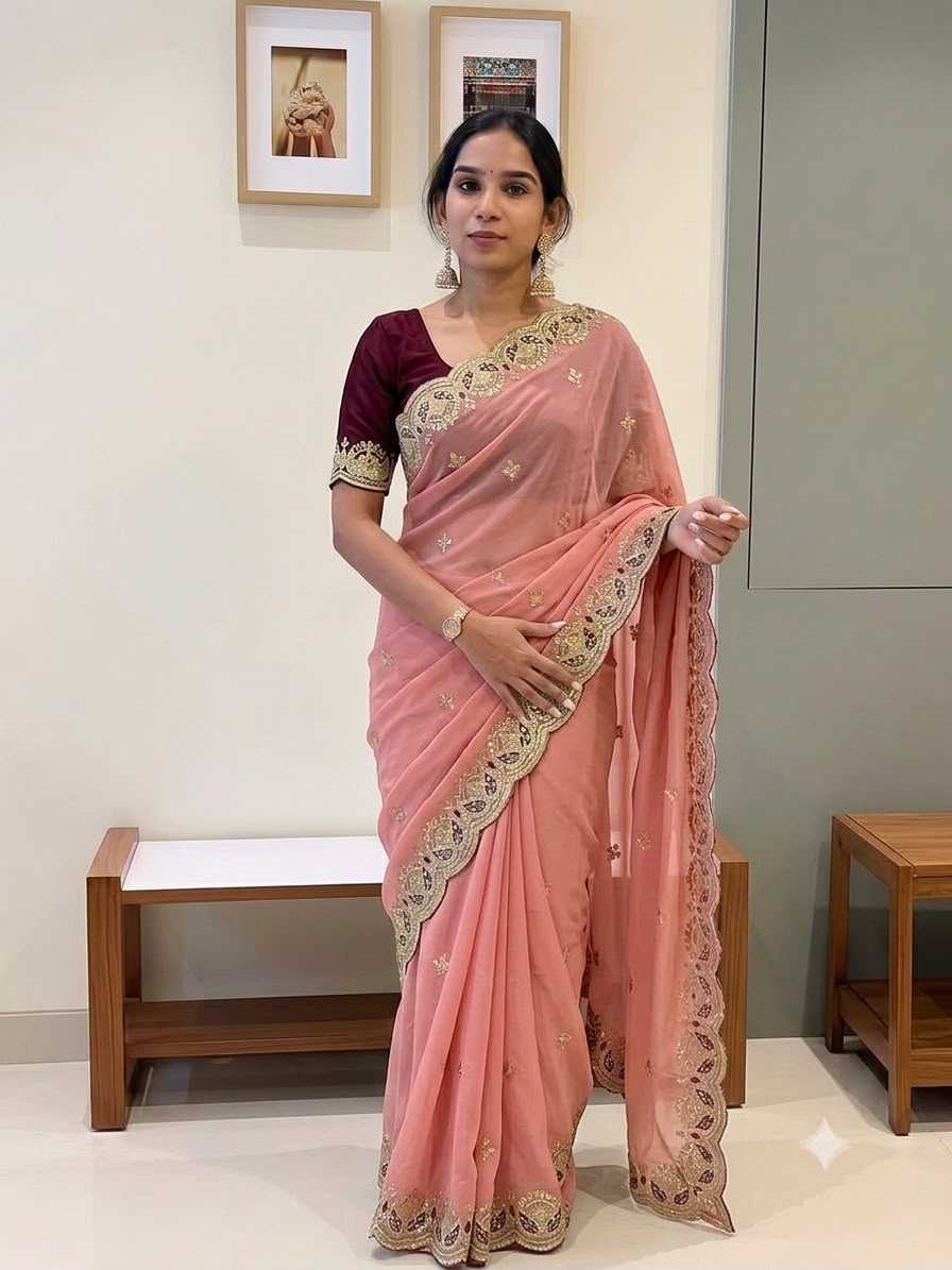 Georgette Saree in Light Green