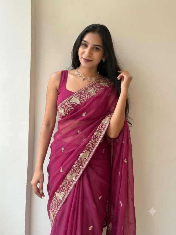 Georgette Saree in Pink