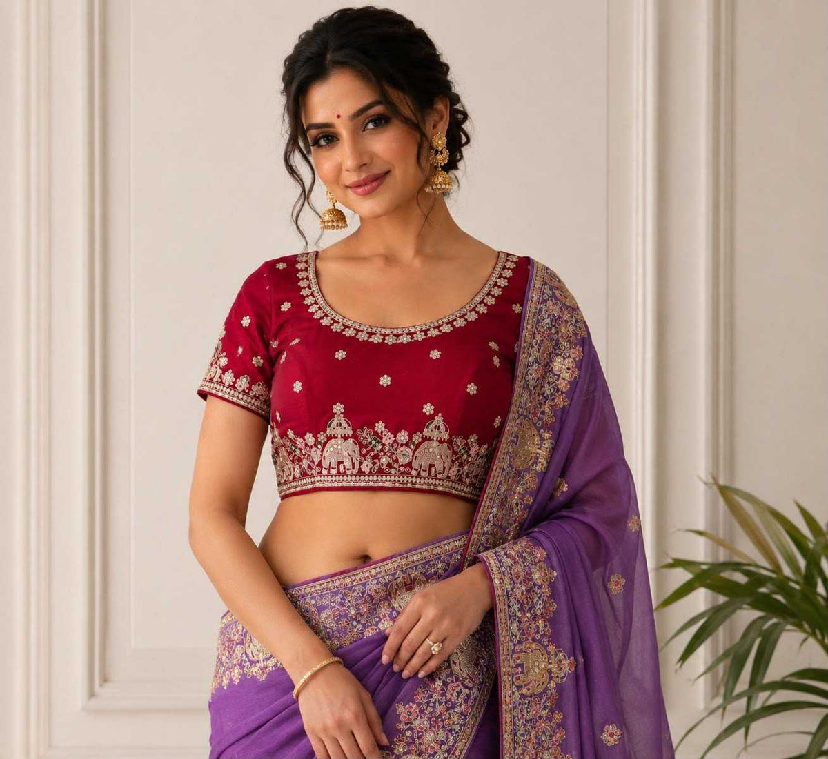 Georgette Saree in White