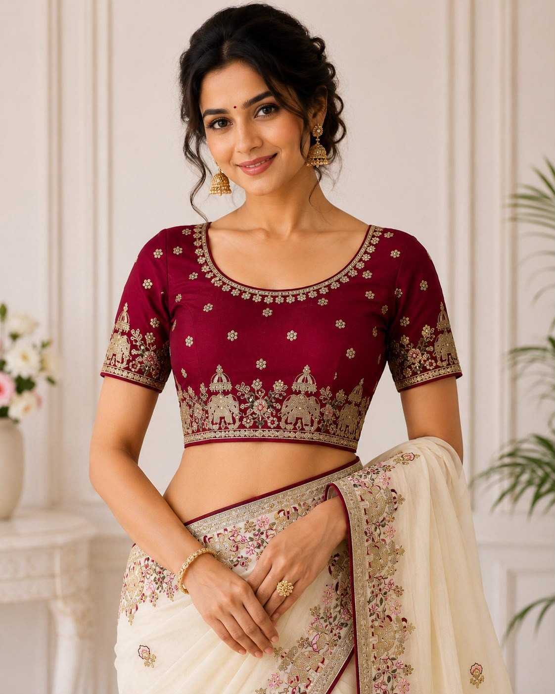 Georgette Saree in White