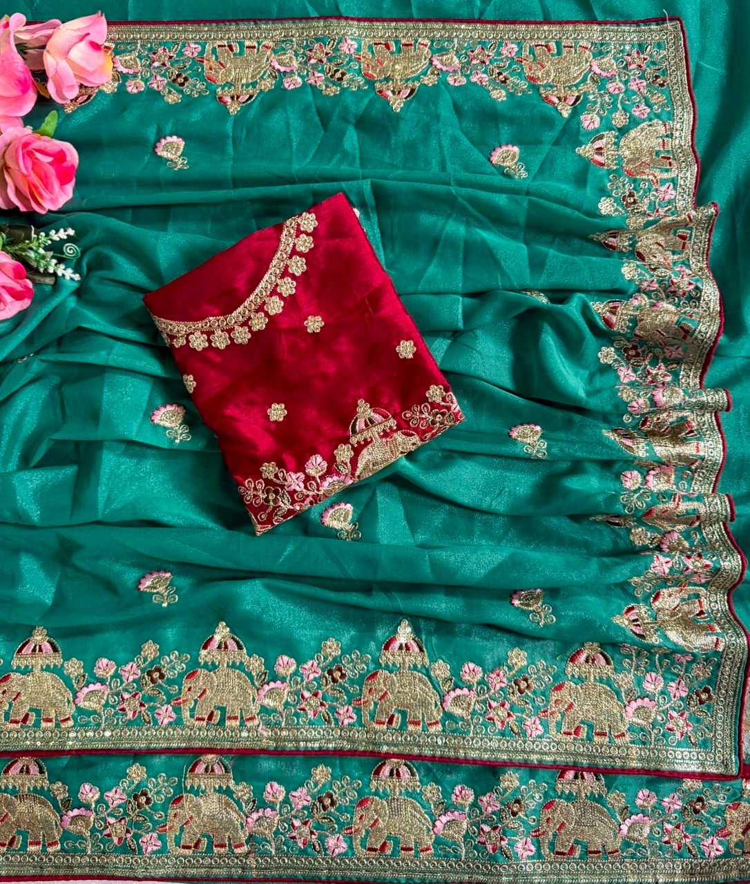 Georgette Saree in White