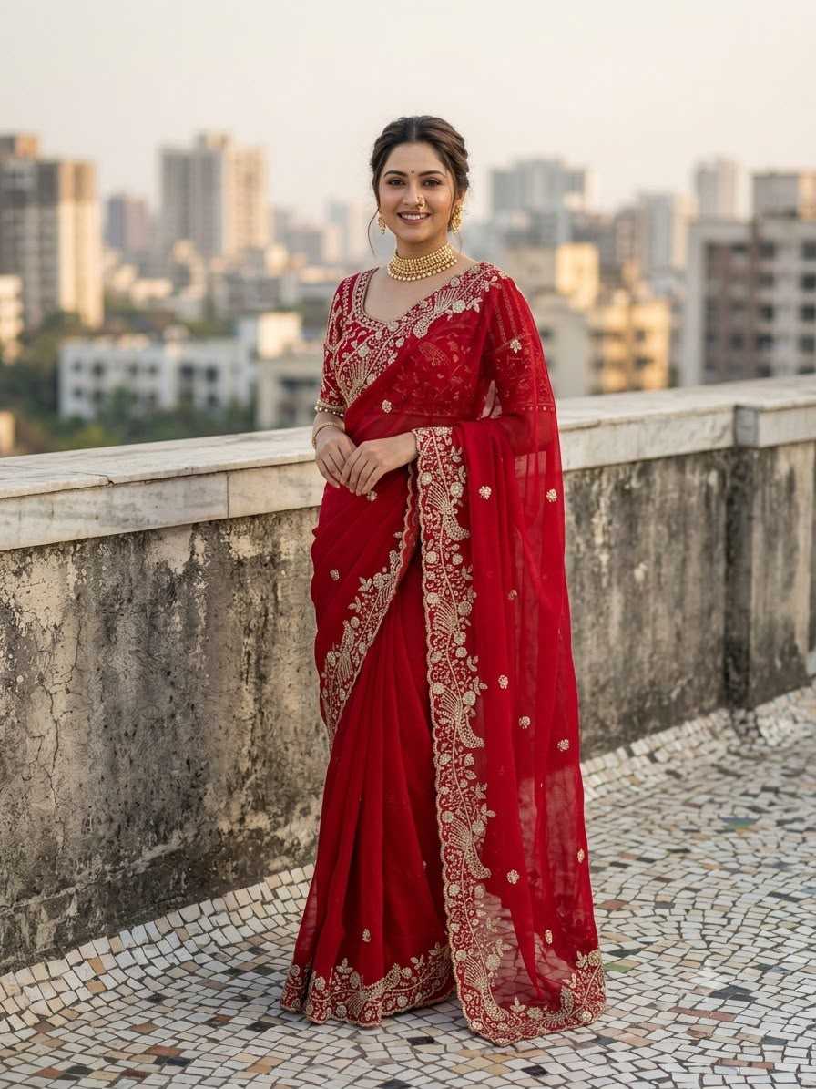 Fanton Satin Silk Party Wear Saree