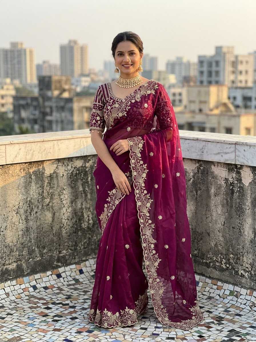 Fanton Satin Silk Party Wear Saree