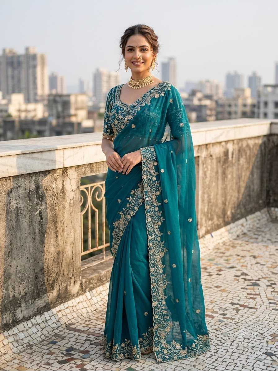 Fanton Satin Silk Party Wear Saree