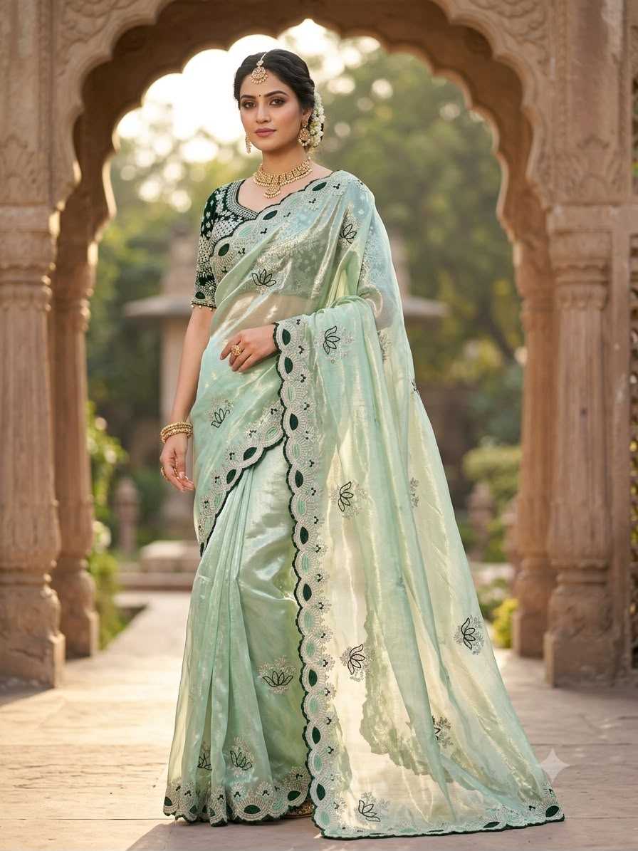 Pulkit Satin Sequence Saree in Baby Pink