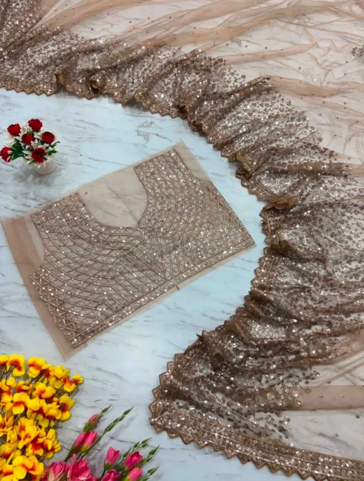 Rakhi Net Sequence Saree