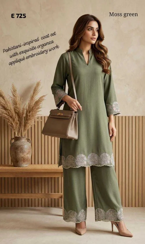 Rayon Party Wear Suit in Moss Green
