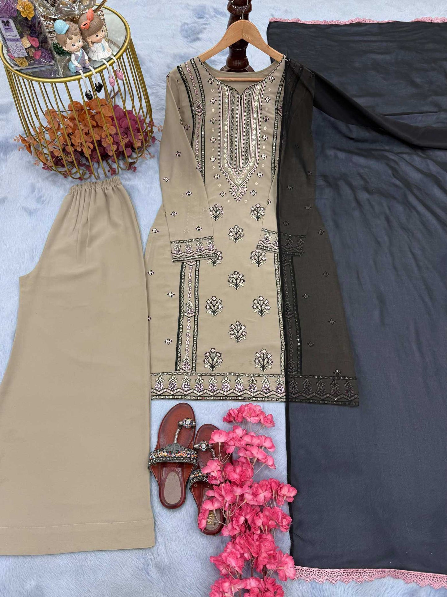 Faux Georgette Embroidery Suit