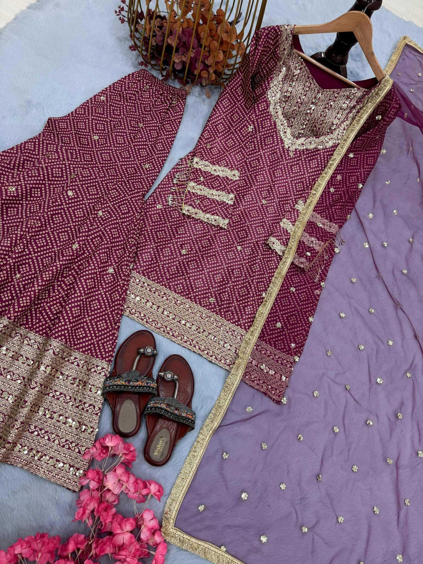 Chinon Silk Printed Suit