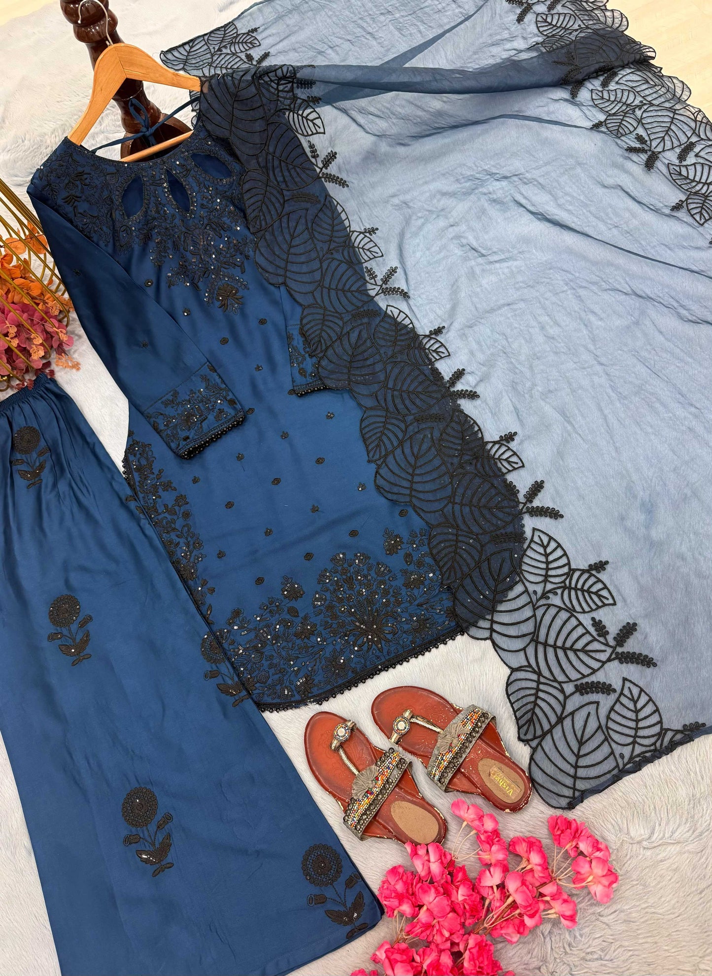 Satin Embroidery Suit
