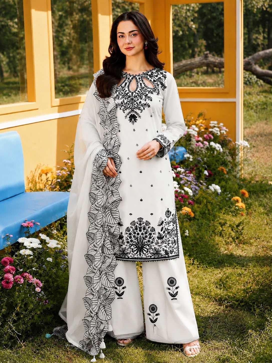 Satin Embroidery Suit