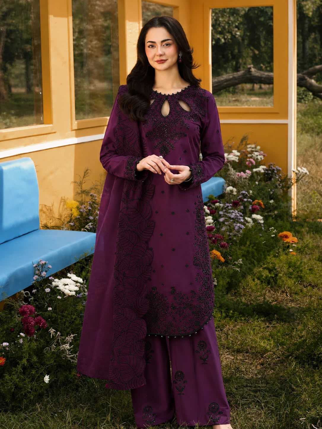 Satin Embroidery Suit