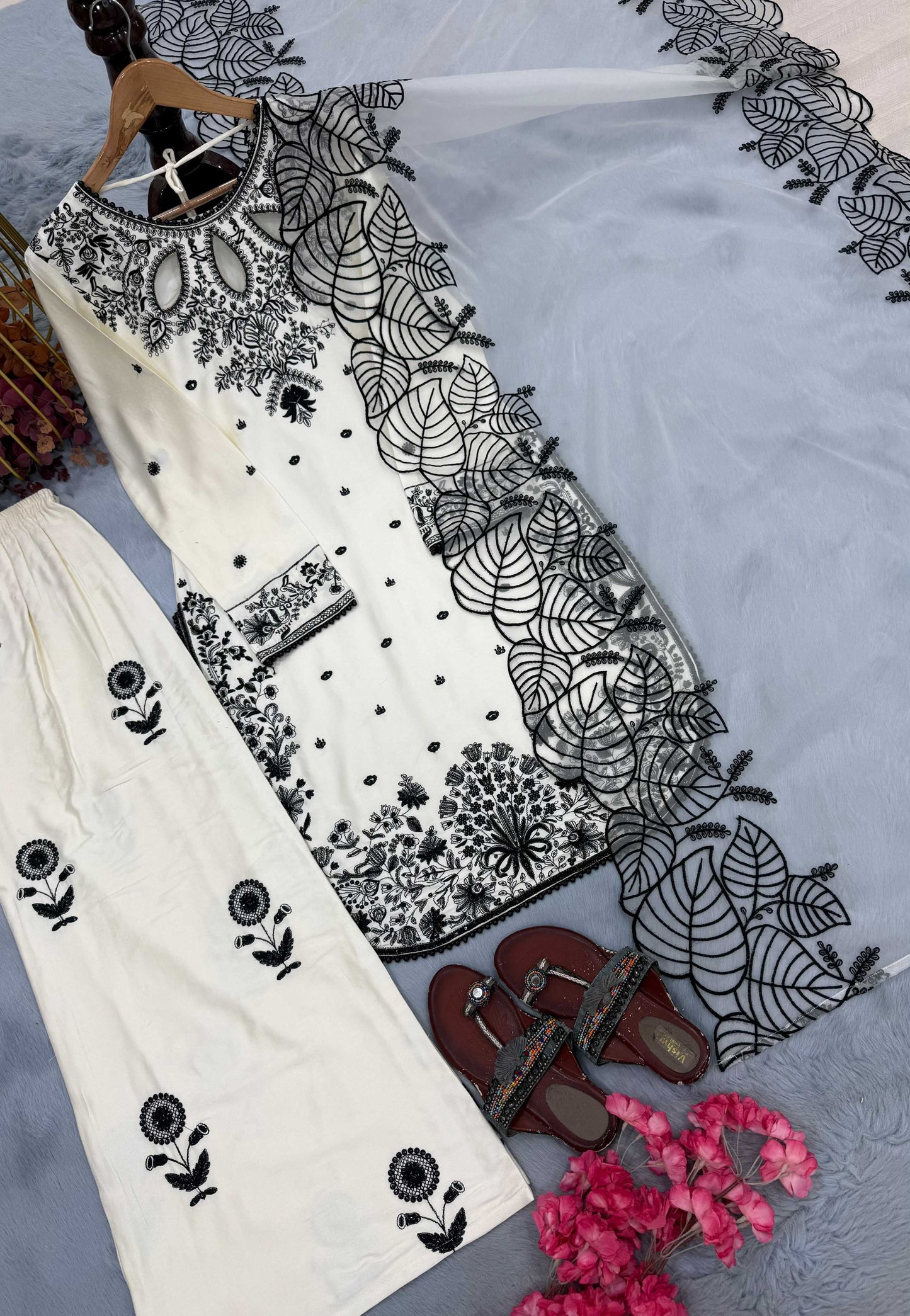 Satin Embroidery Suit