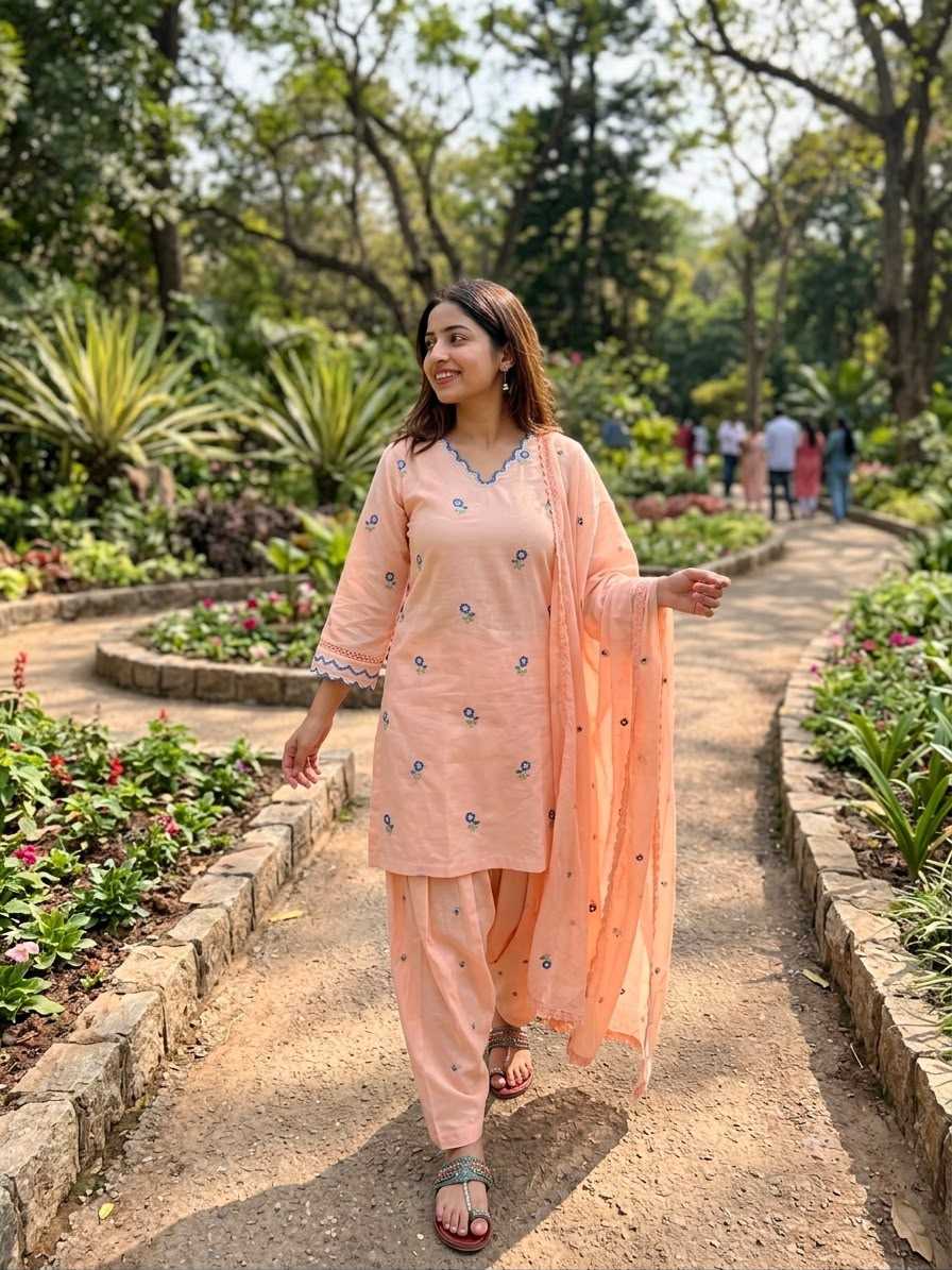 Satin Embroidery Suit