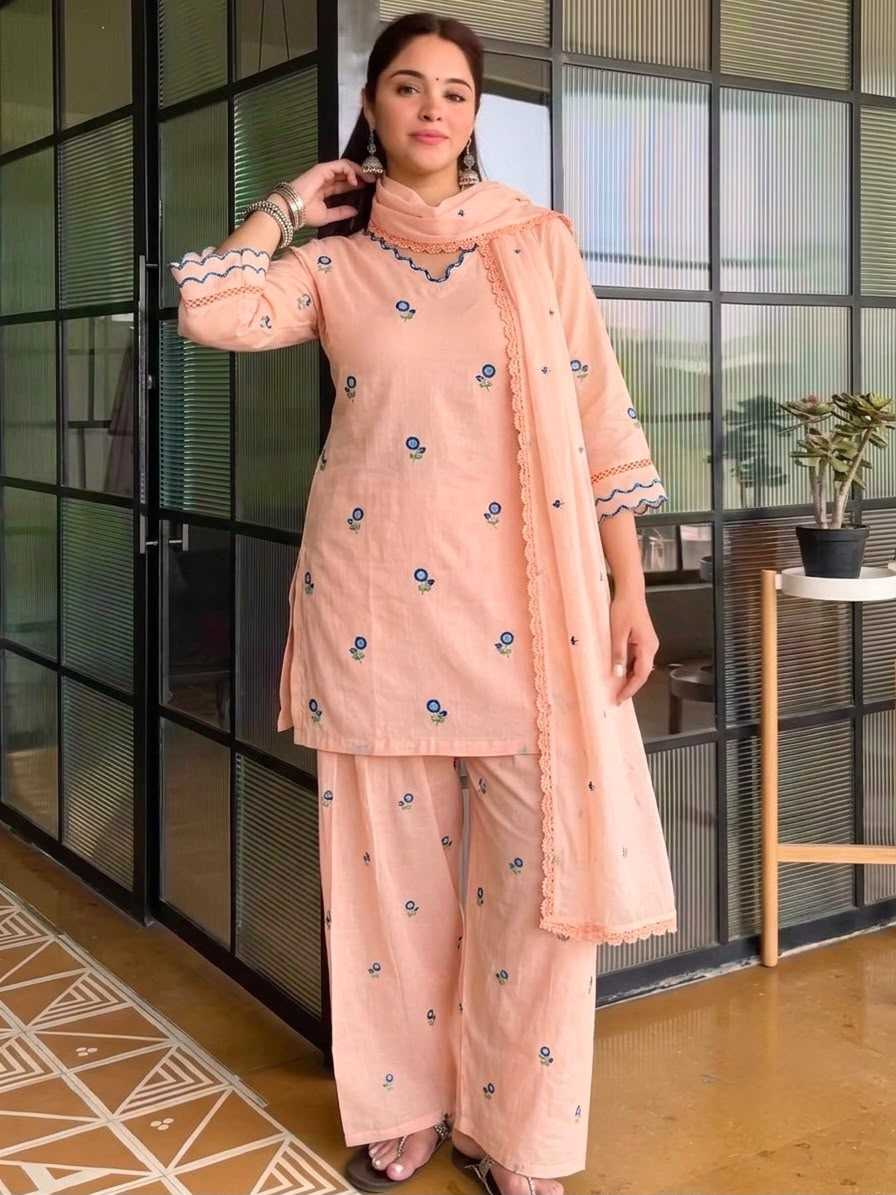 Satin Embroidery Suit