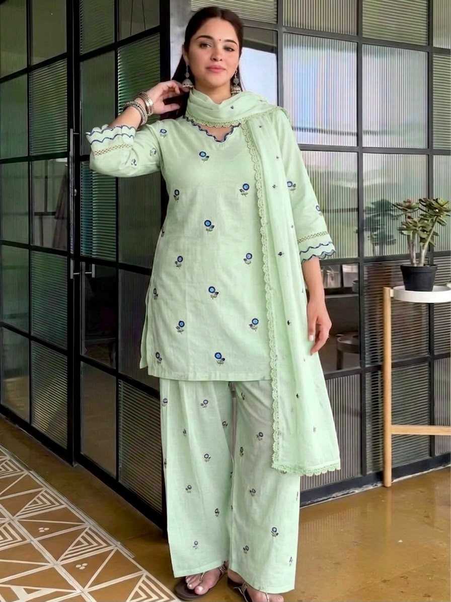 Satin Embroidery Suit