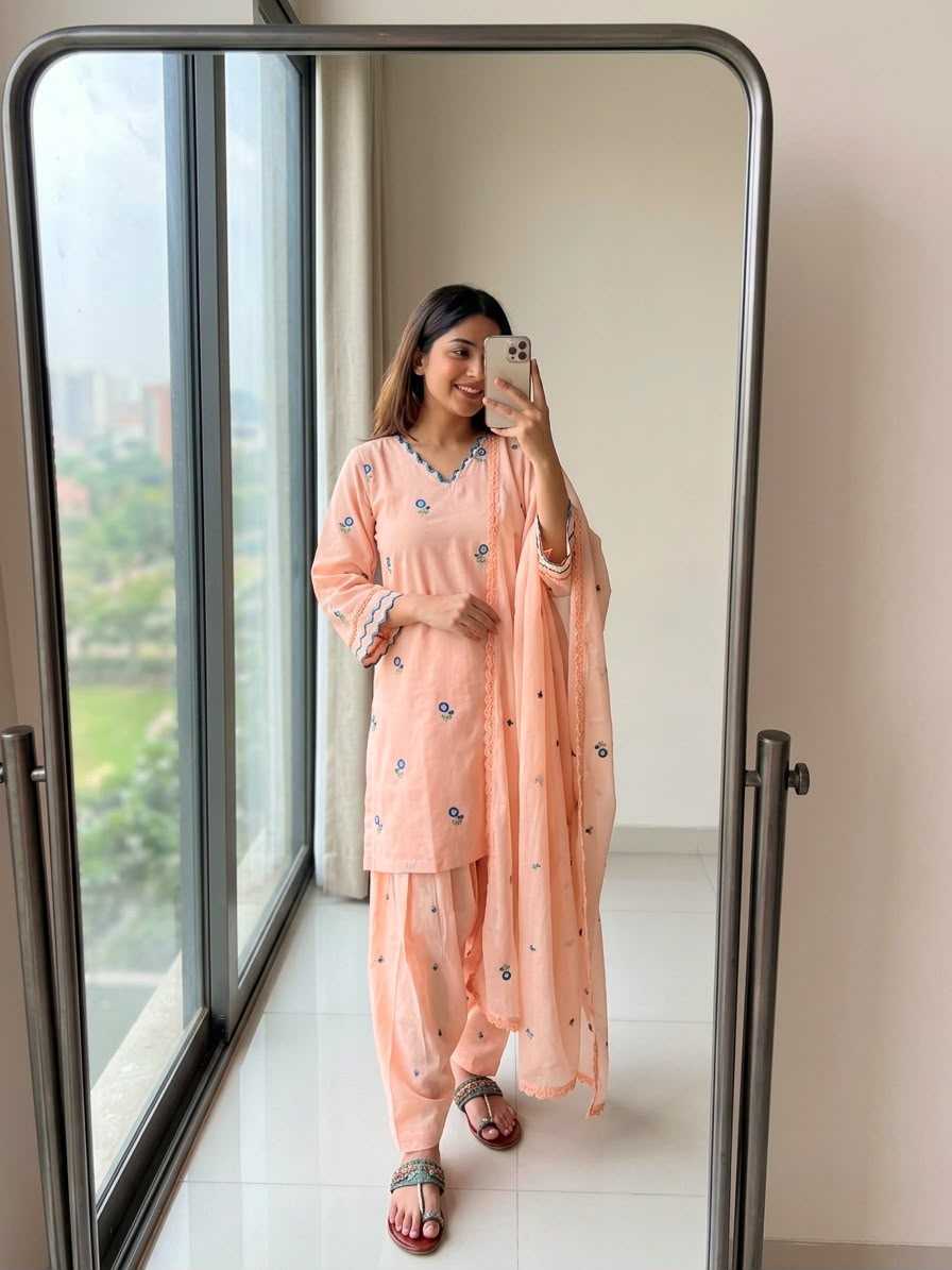 Satin Embroidery Suit