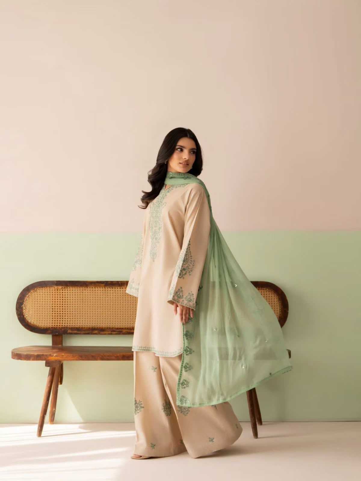 Heavy Roman Silk Embroidery Suit
