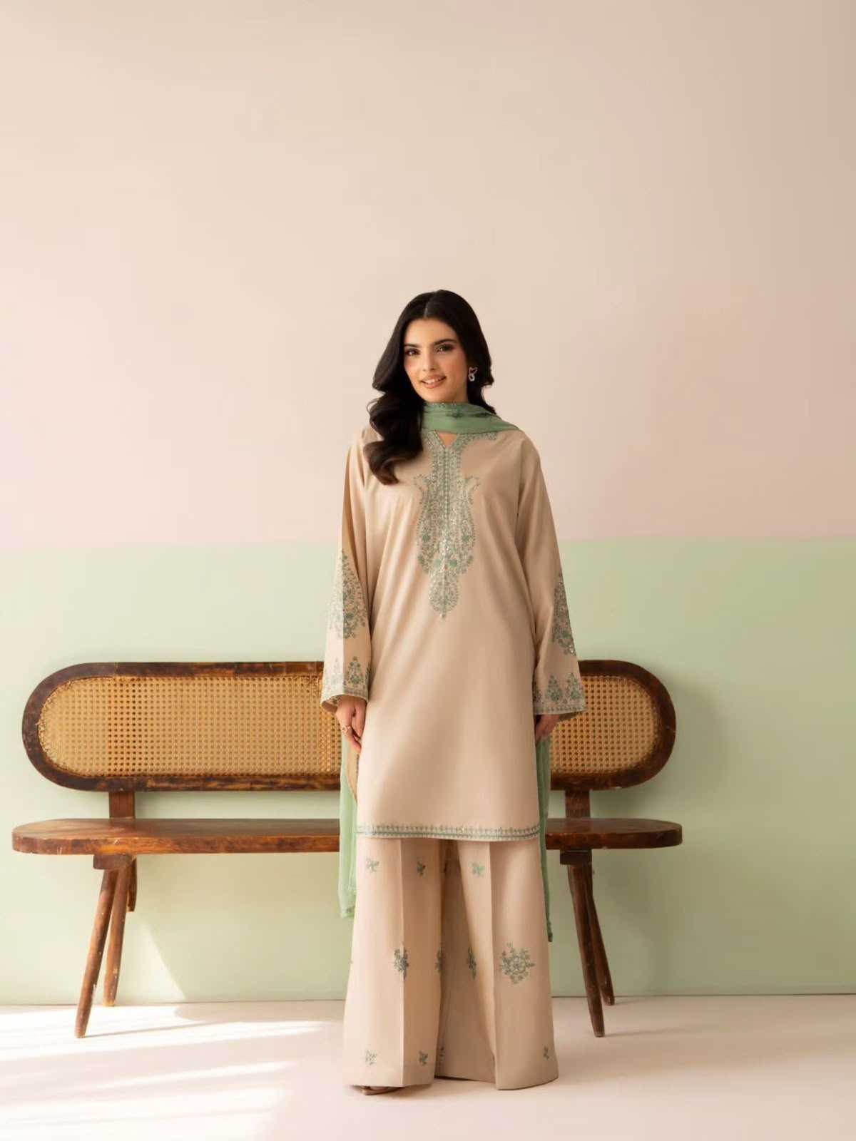 Heavy Roman Silk Embroidery Suit