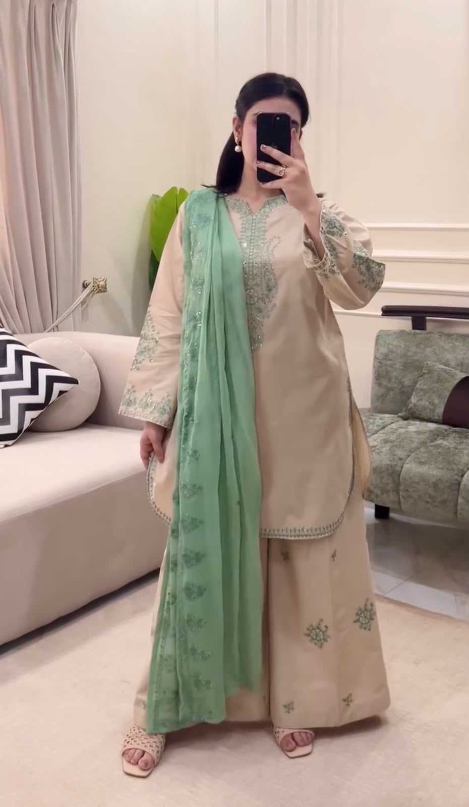 Heavy Roman Silk Embroidery Suit