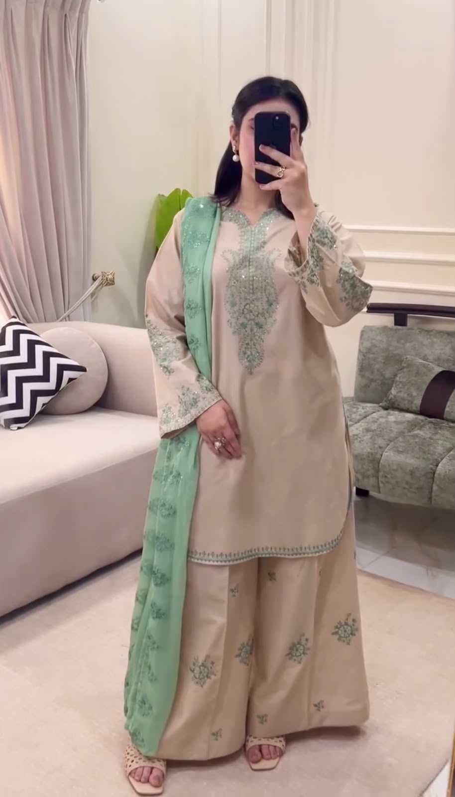Heavy Roman Silk Embroidery Suit
