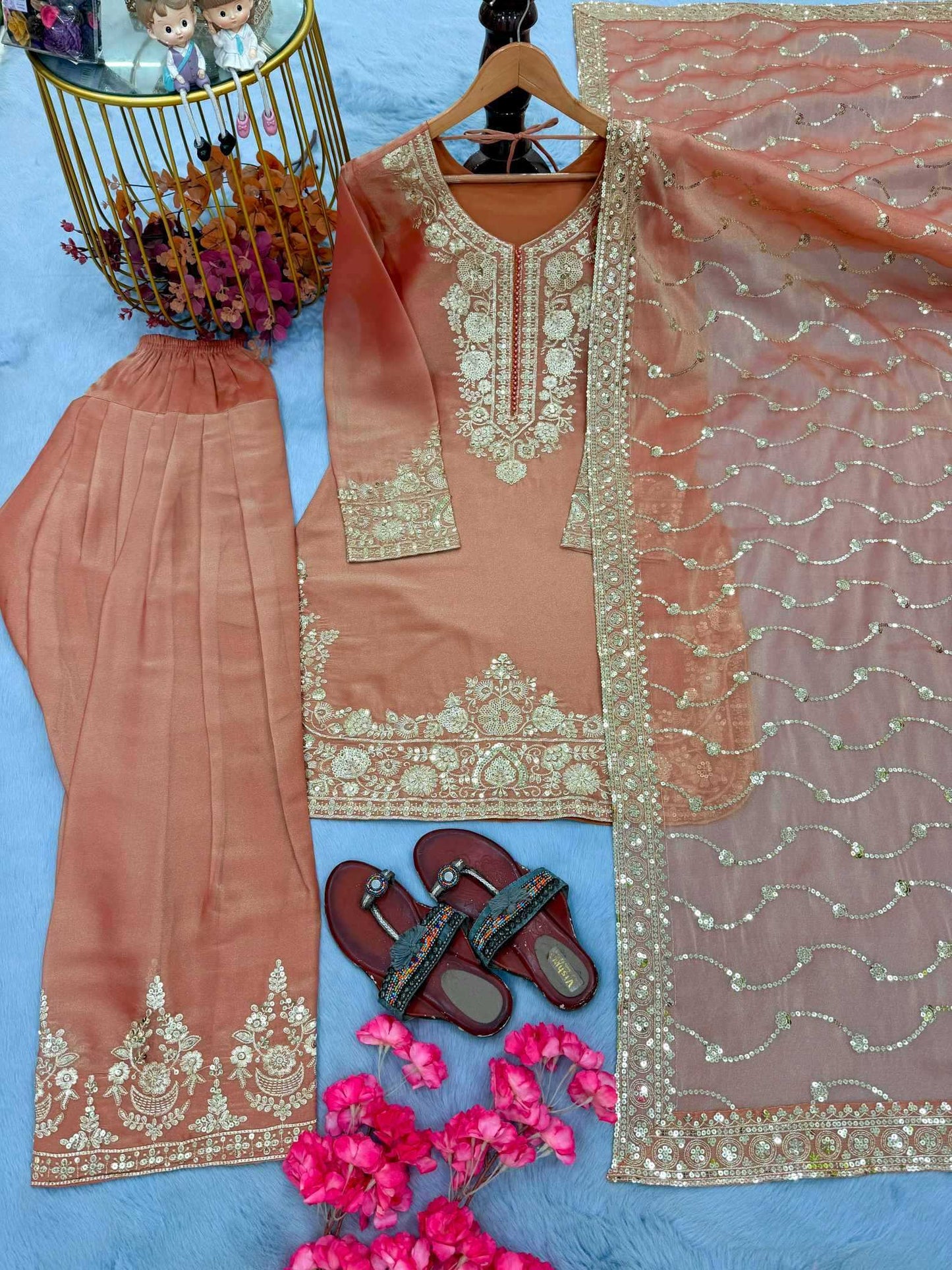Pure Silk Embroidery Suit