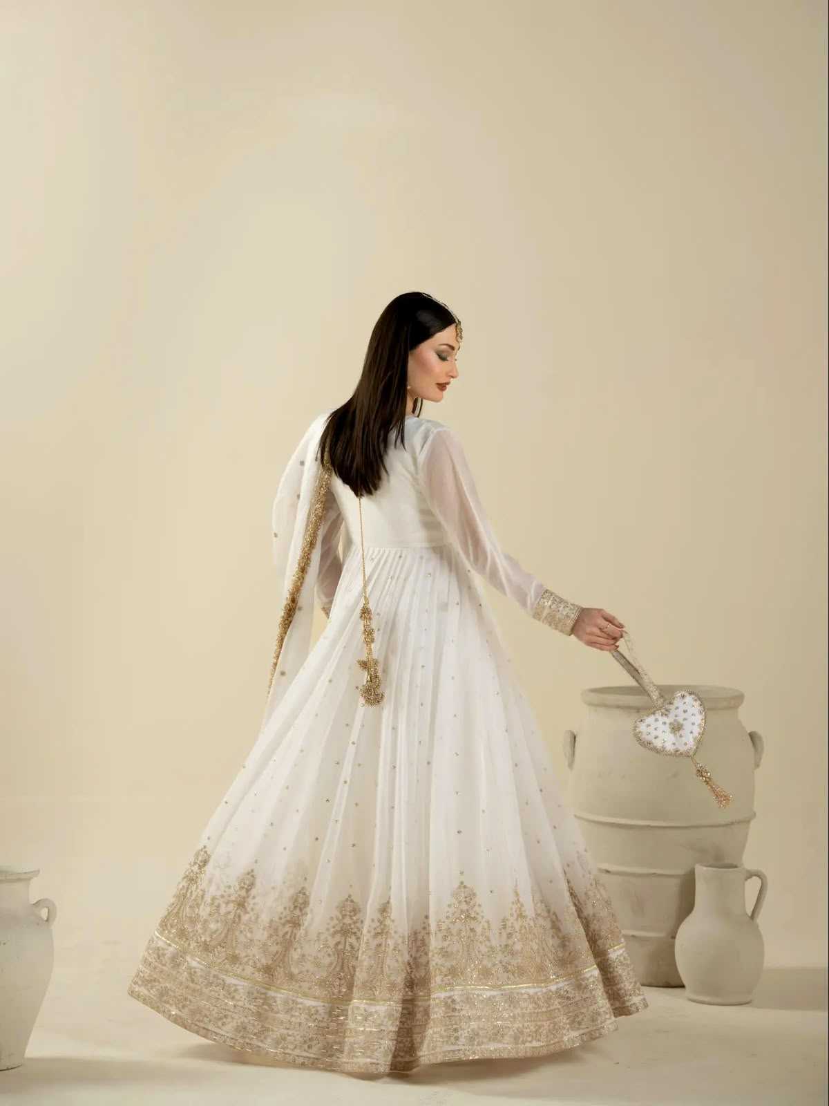 Faux Georgette Embroidery Gown 054