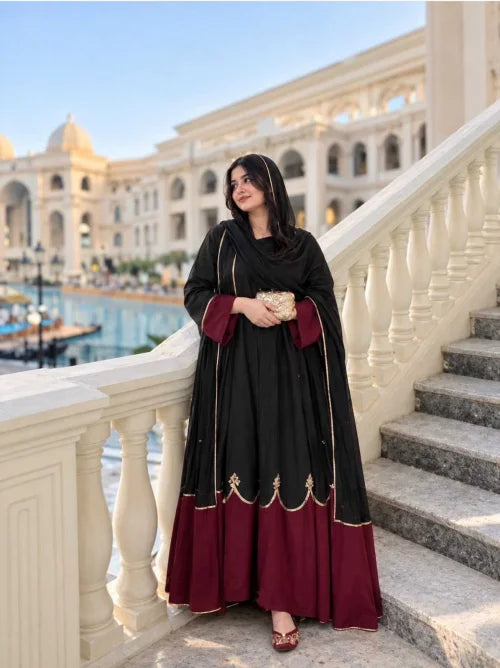 Premium Roman Silk Designer Suit in Black