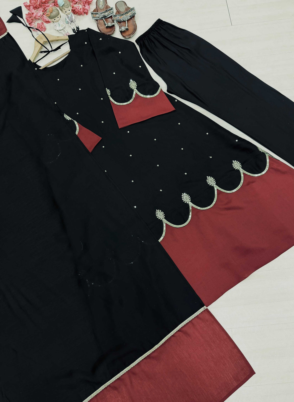 Premium Roman Silk Designer Suit in Black