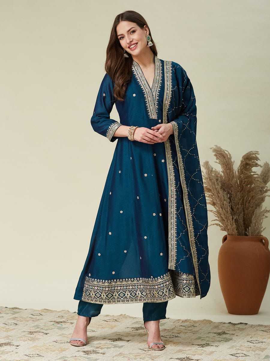 Vichitra Silk Anarkali Kurti